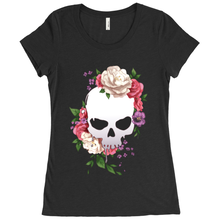 Load image into Gallery viewer, Floral Skull Scoop Neck Tee