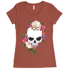 Load image into Gallery viewer, Floral Skull Scoop Neck Tee